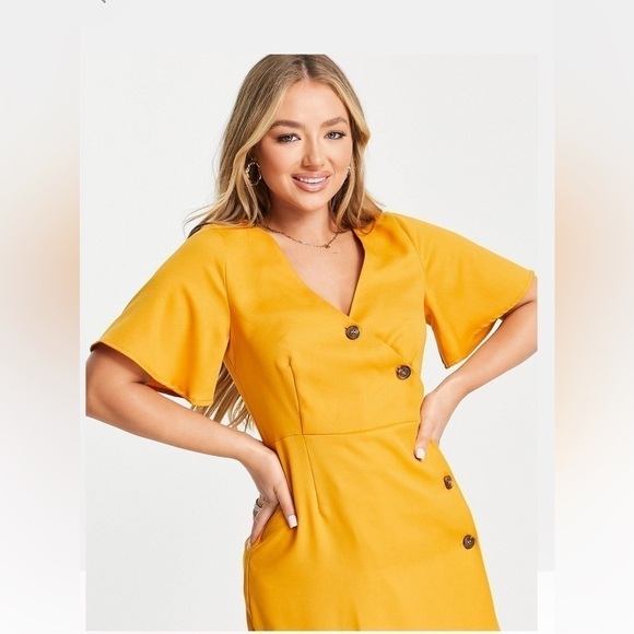 NWT Unique 21 Yellow Button Side Midi Dress Size 6 - Picture 3 of 10